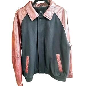 Mens Stormtech Wool & Polyester Jacket with Leather Sleeves Black & Brown Large